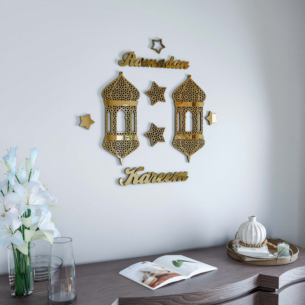 Acrylic Ramadan Kareem Lantern Wall Decor – Modern Islamic Art Set