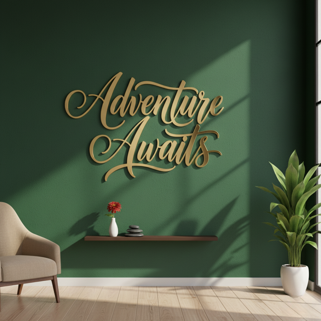 "Adventure Awaits" Acrylic Wall Art - Inspirational Travel & Home Decor | Arcdew Gold