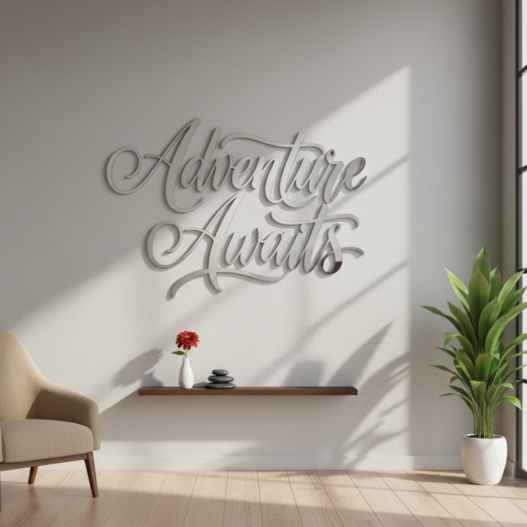 "Adventure Awaits" Acrylic Wall Art - Inspirational Travel & Home Decor | Arcdew Silver
