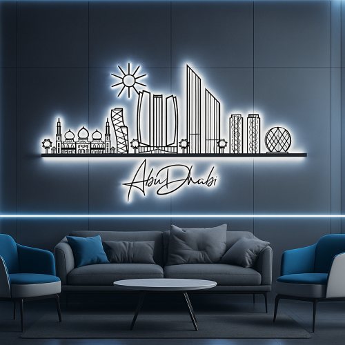 ArcDew Abu Dhabi Skyline Panoramic Acrylic Art - arcdew.com