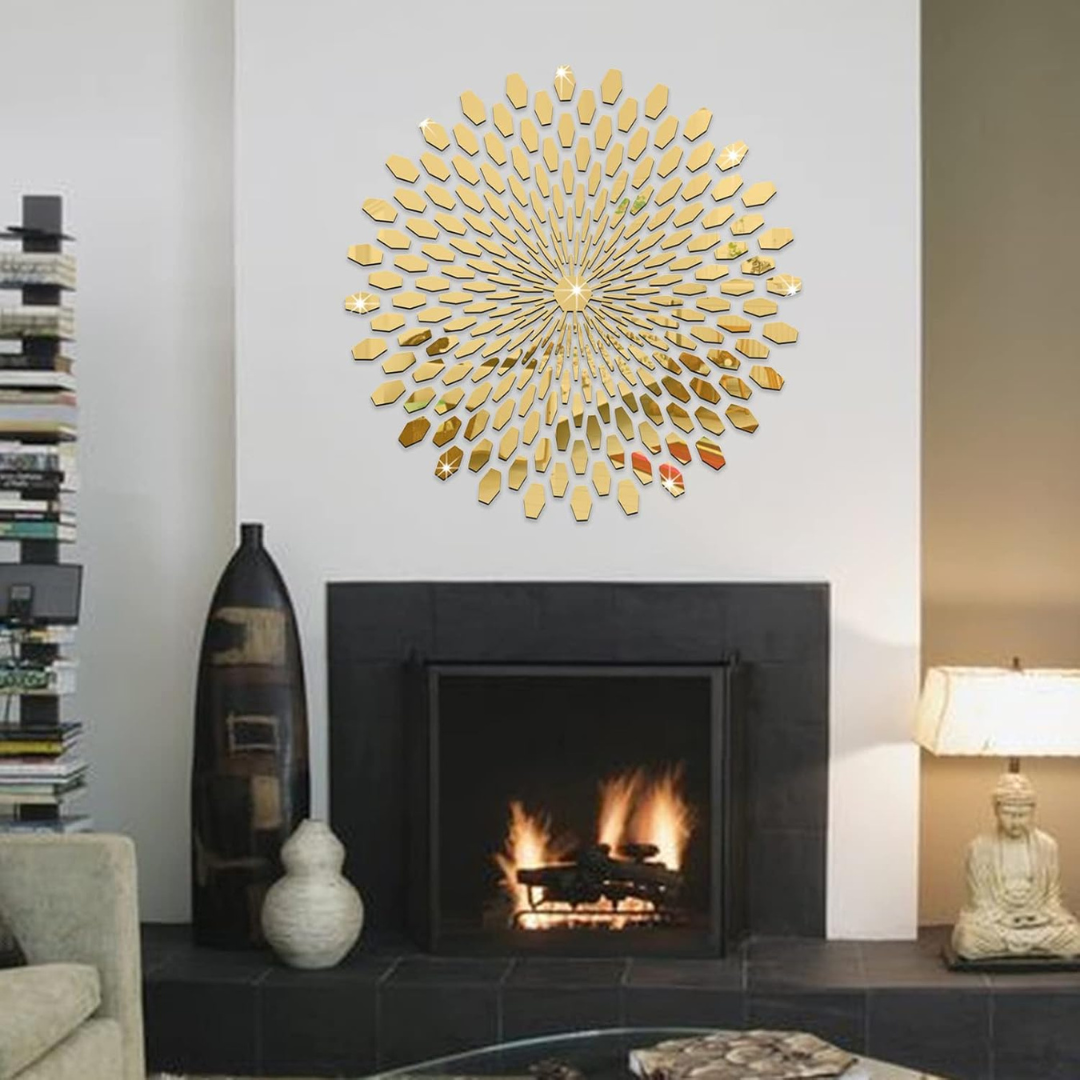 ArcDew 3D Sun Stereo Acrylic Sunflower Round Mural | Nature-Inspired Wall Art UAE Gold
