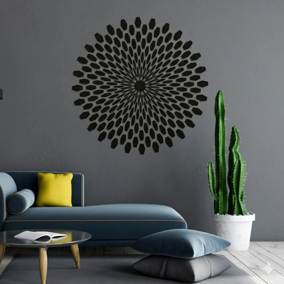 3D Sun Stereo Acrylic Sunflower Black