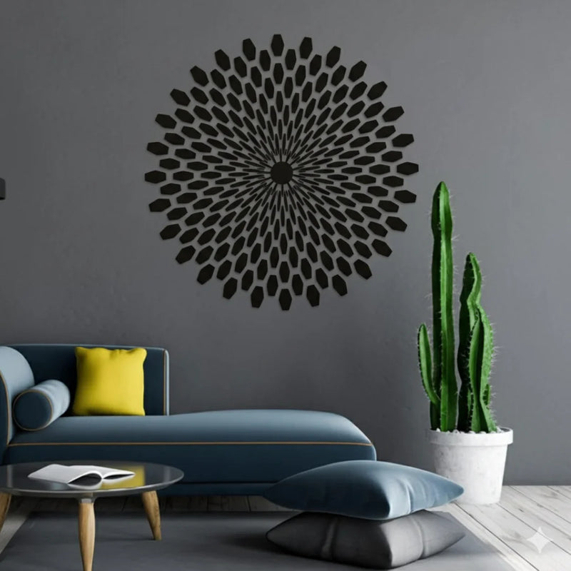 3D Sun Stereo Acrylic Sunflower Black