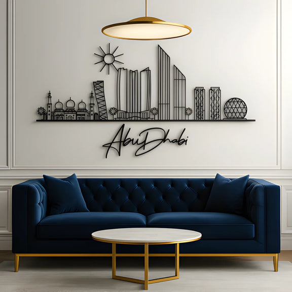 Abu Dhabi Skyline Panoramic Acrylic Art Black