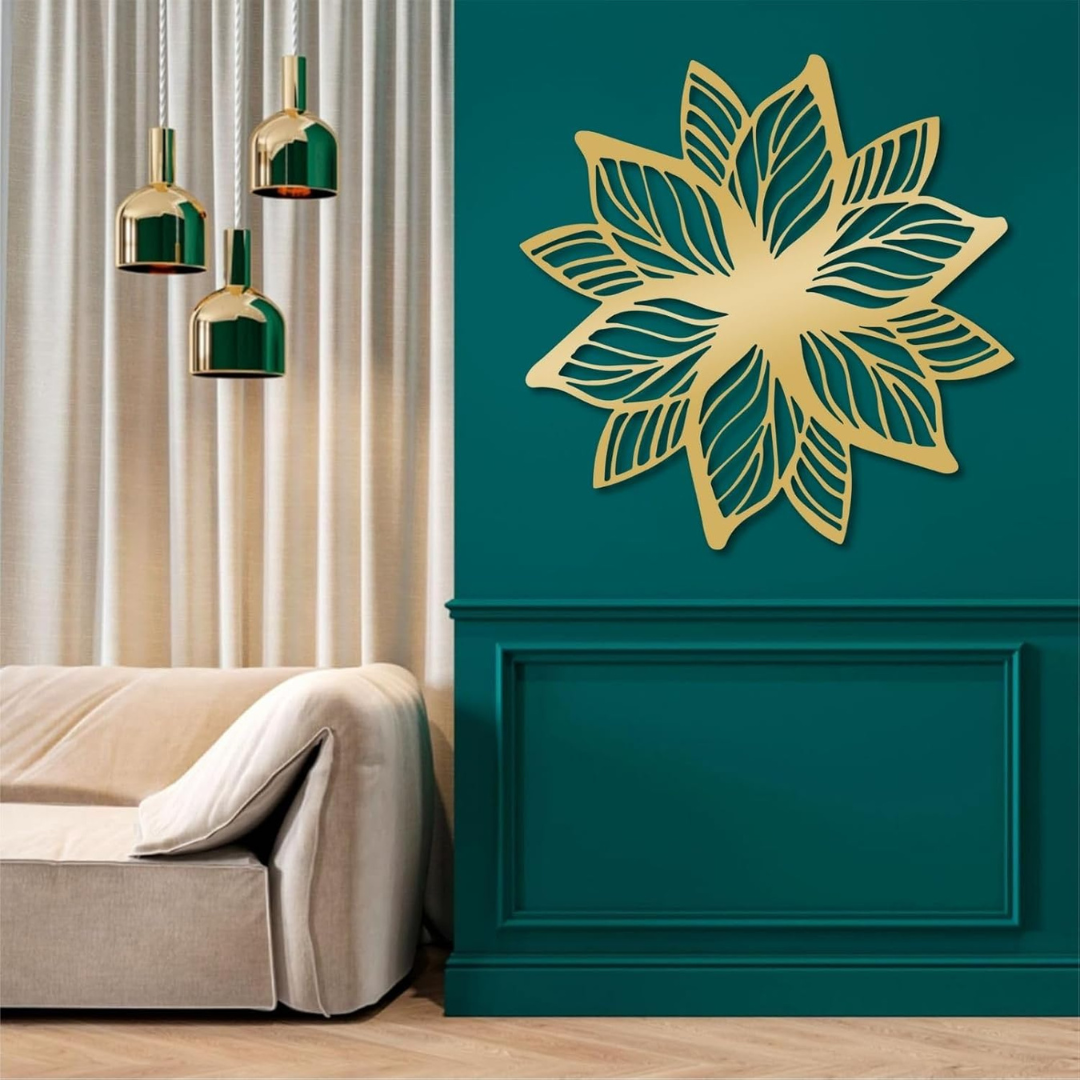 ArcDew Acrylic Flower Wall Decoration | Elegant 3D Floral Home Décor UAE gold