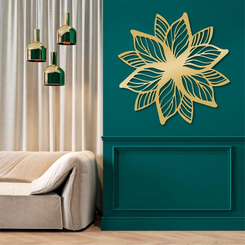 ArcDew Acrylic Flower Wall Decoration | Elegant 3D Floral Home Décor UAE gold