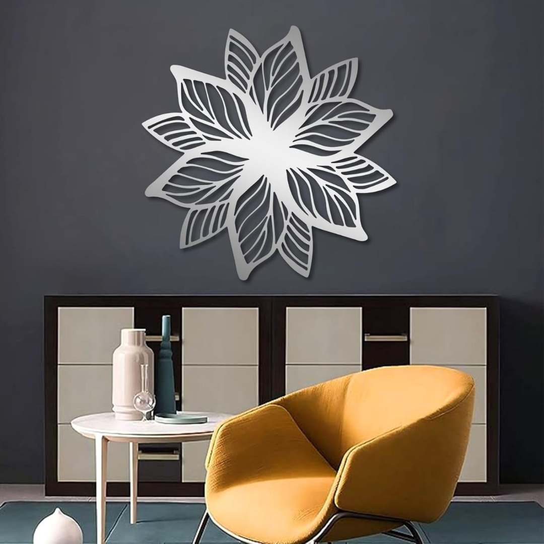 ArcDew Acrylic Flower Wall Decoration | Elegant 3D Floral Home Décor UAE silver