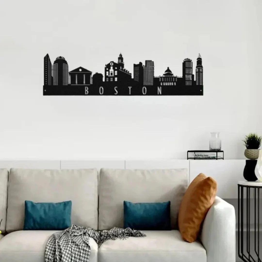 Boston Skyline Acrylic Wall Art Black
