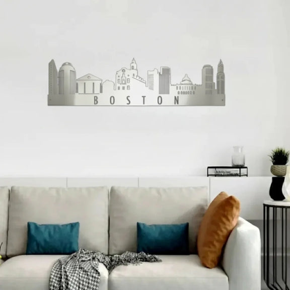 Boston Skyline Acrylic Wall Art Silver