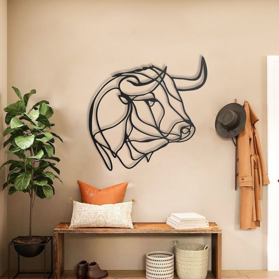 ArcDew_Buffalo_Bull_Acrylic_Wall_Decor_Rustic_Wildlife_Art