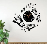 ArcDew Butterflies & Stars Acrylic Wall Clock | 30×30 cm Modern Decorative Timepiece UAE