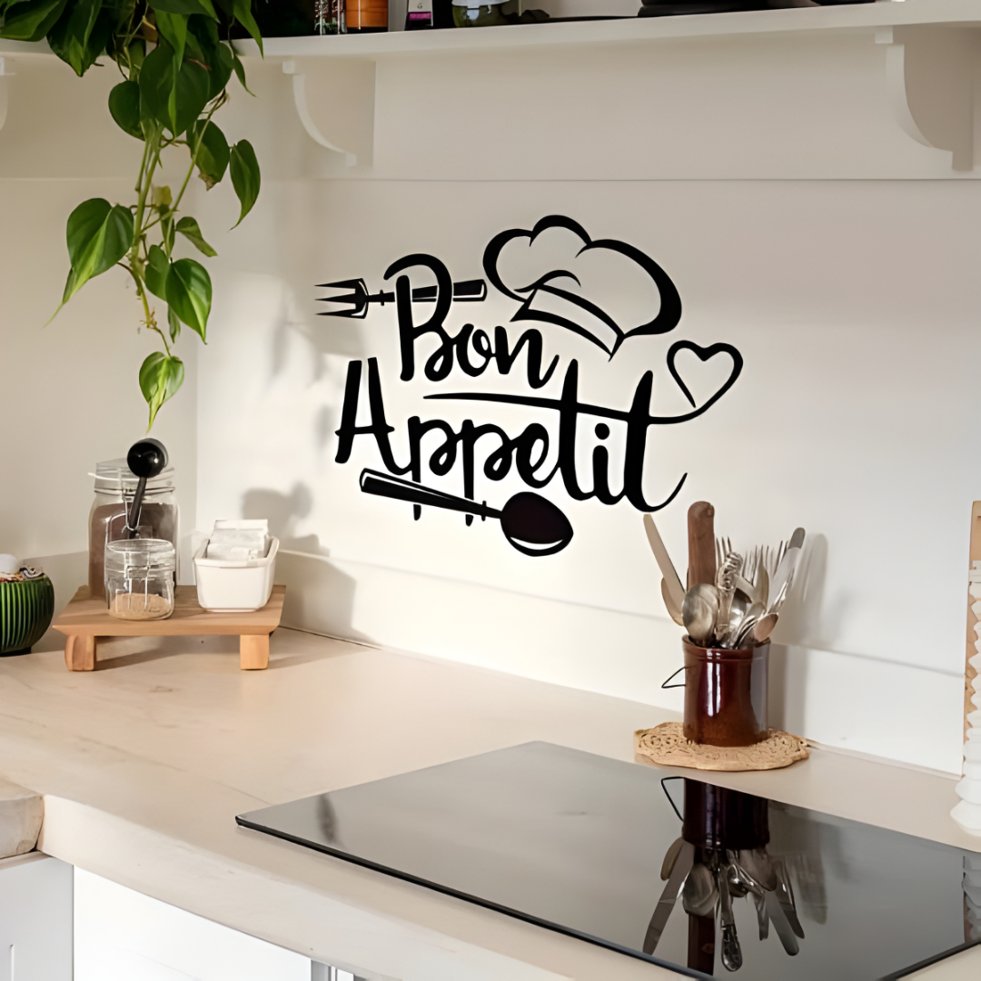 ArcDew Chef's Cap Fork Spoon Acrylic Wall Decal - Beautiful Kitchen Decor for UAE Homes & Restaurants..