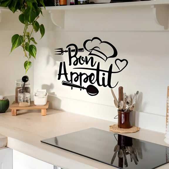 Chef's Cap Fork Spoon Acrylic Wall Decal Black 1