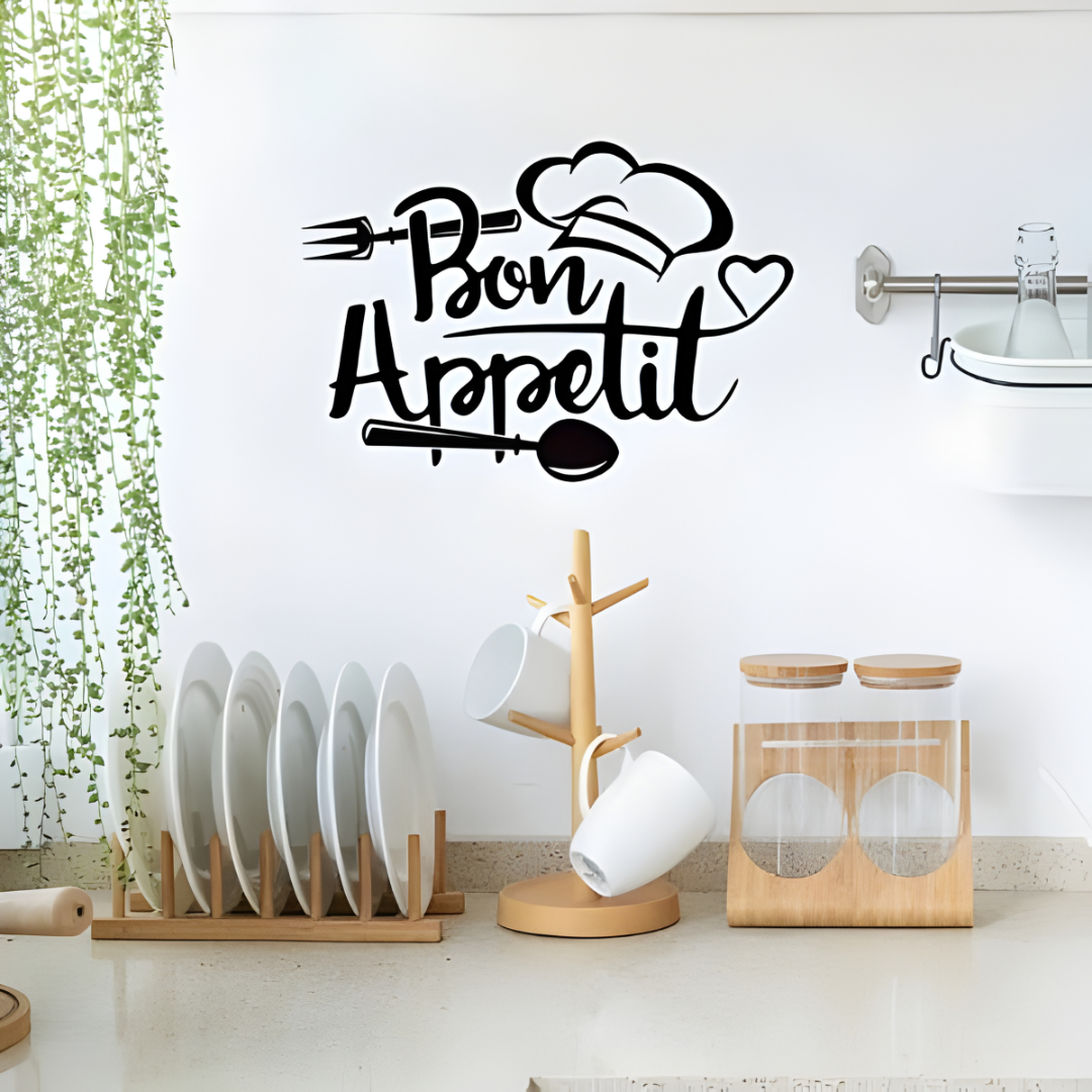 ArcDew Chef's Cap Fork Spoon Acrylic Wall Decal - Beautiful Kitchen Decor for UAE Homes & Restaurants.
