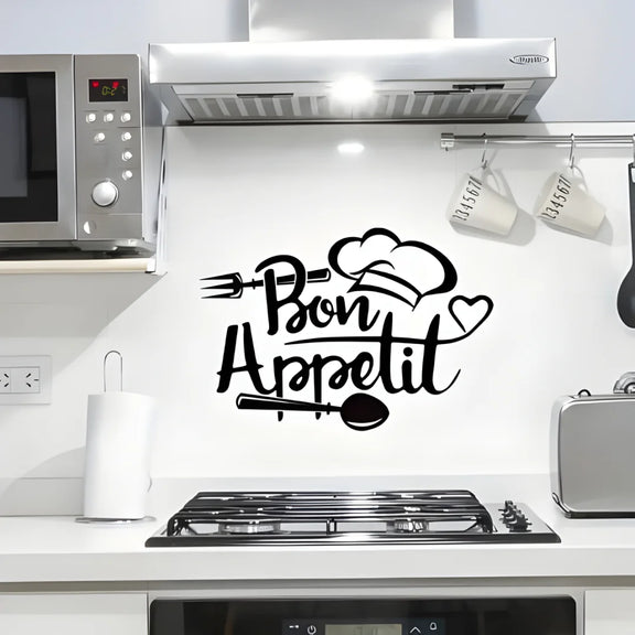 Chef's Cap Fork Spoon Acrylic Wall Decal Black