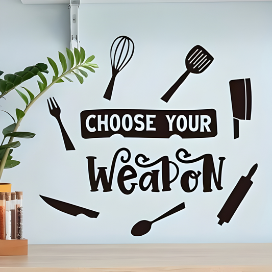 ArcDew "Choose Your Weapon" Acrylic Kitchen Wall Decal - Fun Decor for UAE Homes & Restaurants.