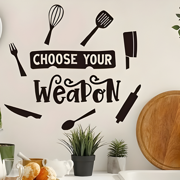 ArcDew "Choose Your Weapon" Acrylic Kitchen Wall Decal - Fun Decor for UAE Homes & Restaurants