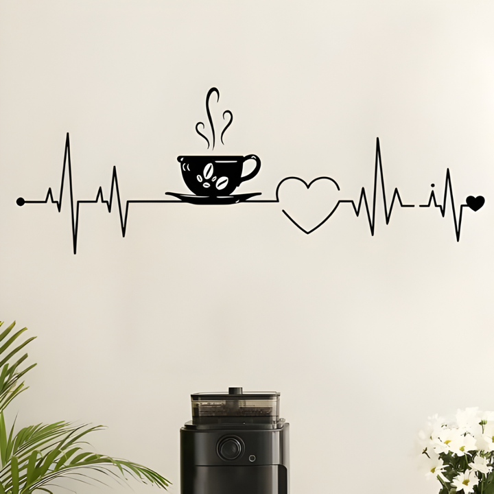 Arcdew - Coffee Cup Heart ECG Acrylic Wall Decal | Beautiful Kitchen Decor for UAE Homes & Restaurants | Acrylic - Translation missing: en.products.product.alternate_image