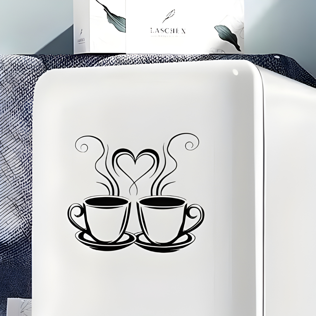 ArcDew Coffee Cups With Hearts Acrylic Wall Decal - Beautiful Kitchen Decor for UAE Homes & Restaurants.