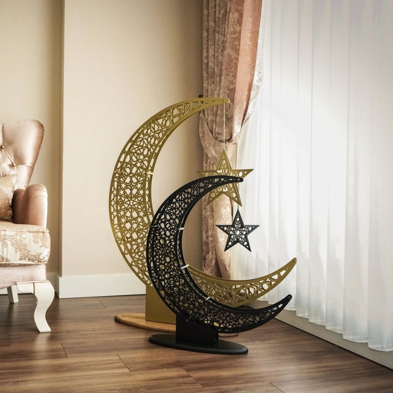 ArcDew Crescent Moon & Star Wall Art | Elegant Islamic Home Decor for Ramadan & Eid Gifts..