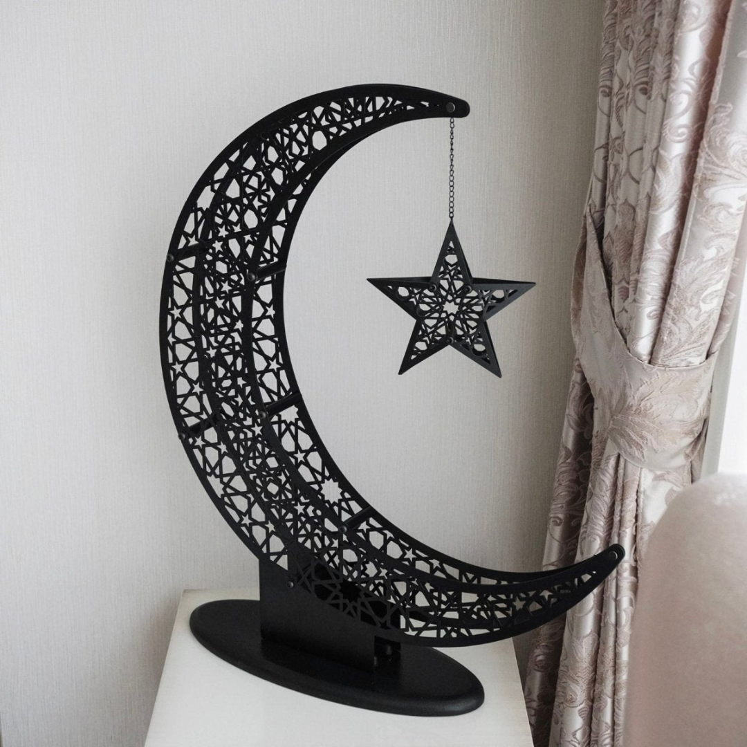 ArcDew Crescent Moon & Star Wall Art | Elegant Islamic Home Decor for Ramadan & Eid Gifts.