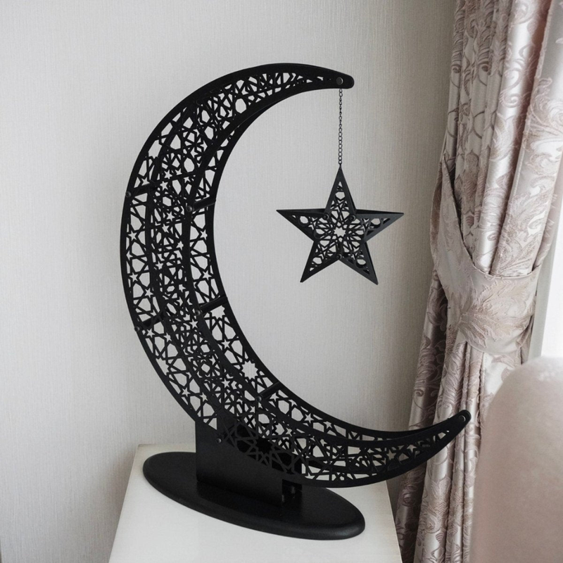 ArcDew Crescent Moon & Star Wall Art | Elegant Islamic Home Decor for Ramadan & Eid Gifts.