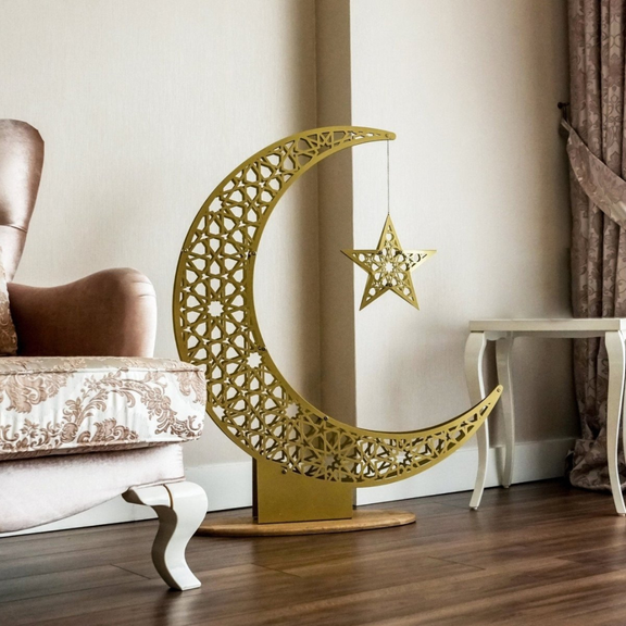 ArcDew Crescent Moon & Star Wall Art | Elegant Islamic Home Decor for Ramadan & Eid Gifts