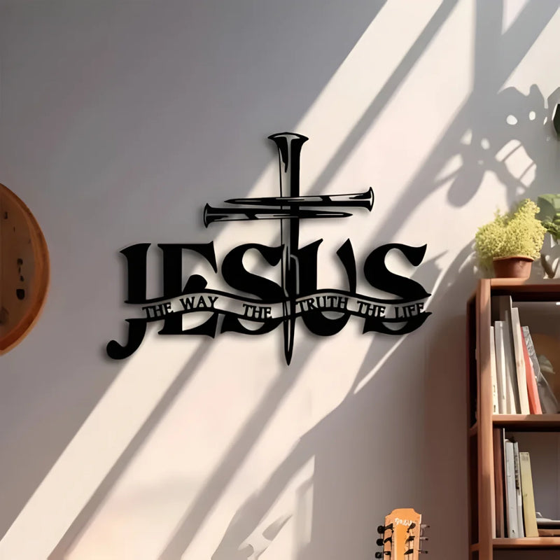Cross with Jesus Acrylic Wall Décor Black