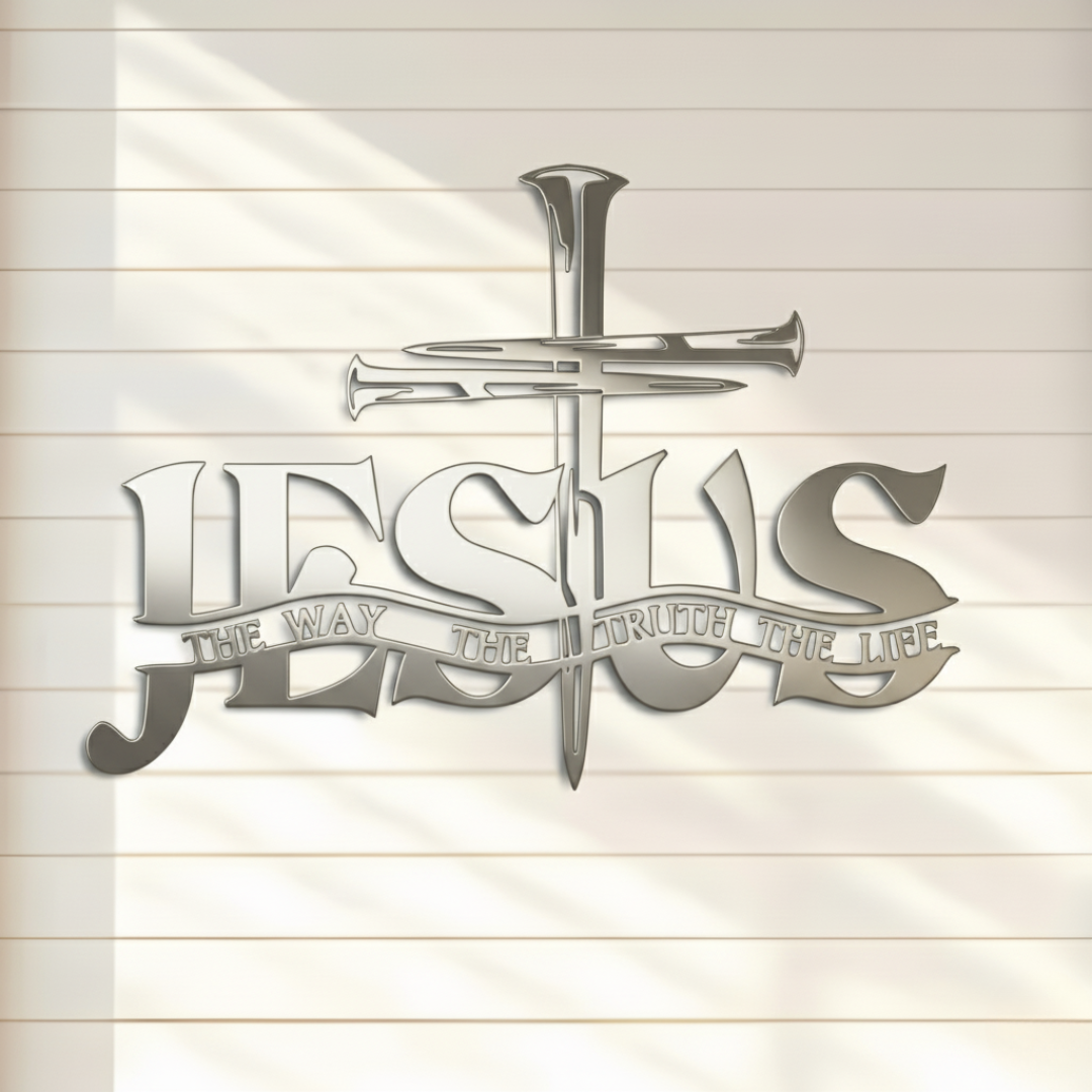 ArcDew – Cross with Jesus Name Acrylic Wall Décor | Christmas Home Decor UAE silver