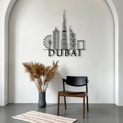 Dubai Skyline Acrylic Wall Art Black
