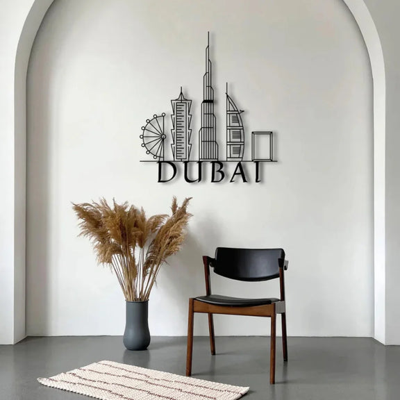Dubai Skyline Acrylic Wall Art Black