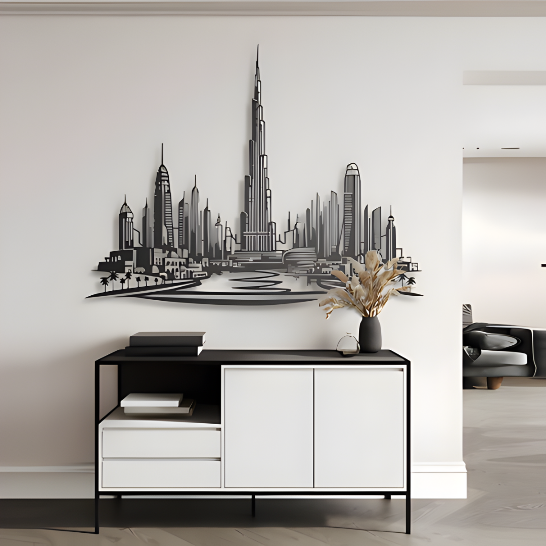 ArcDew Dubai Skyline Panoramic Acrylic Wall Art Black..