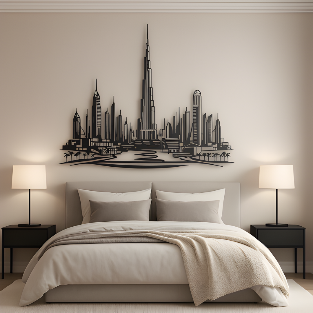 ArcDew Dubai Skyline Panoramic Acrylic Wall Art Black