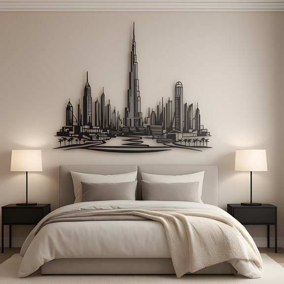 ArcDew Dubai Skyline Panoramic Acrylic Wall Art Black