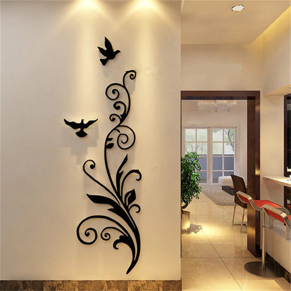 ArcDew Elegant Floral & Bird Wall Art Decals