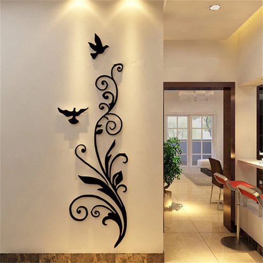 ArcDew Elegant Floral & Bird Wall Art Decals
