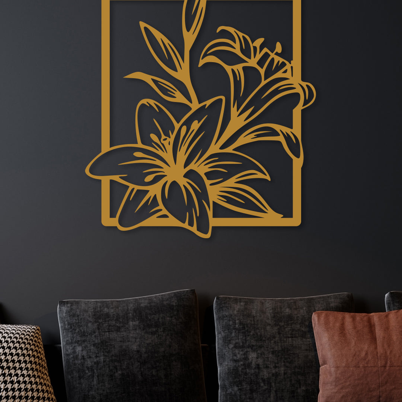 ArcDew Flower Frame Rectangle Acrylic Wall Art | Elegant Islamic Calligraphy Home Décor UAE Gold