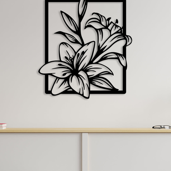 ArcDew Flower Frame Rectangle Acrylic Wall Art | Elegant Islamic Calligraphy Home Décor UAE black