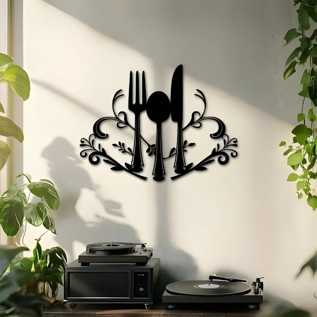 Fork & Spoon Acrylic Wall Art Black 1