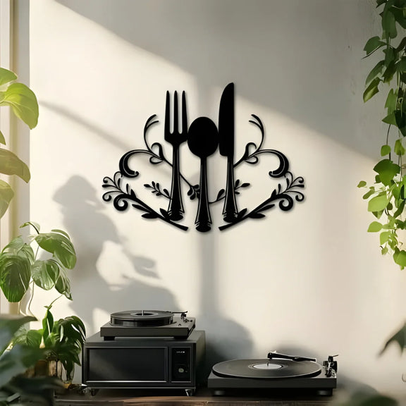 Fork & Spoon Acrylic Wall Art Black 1