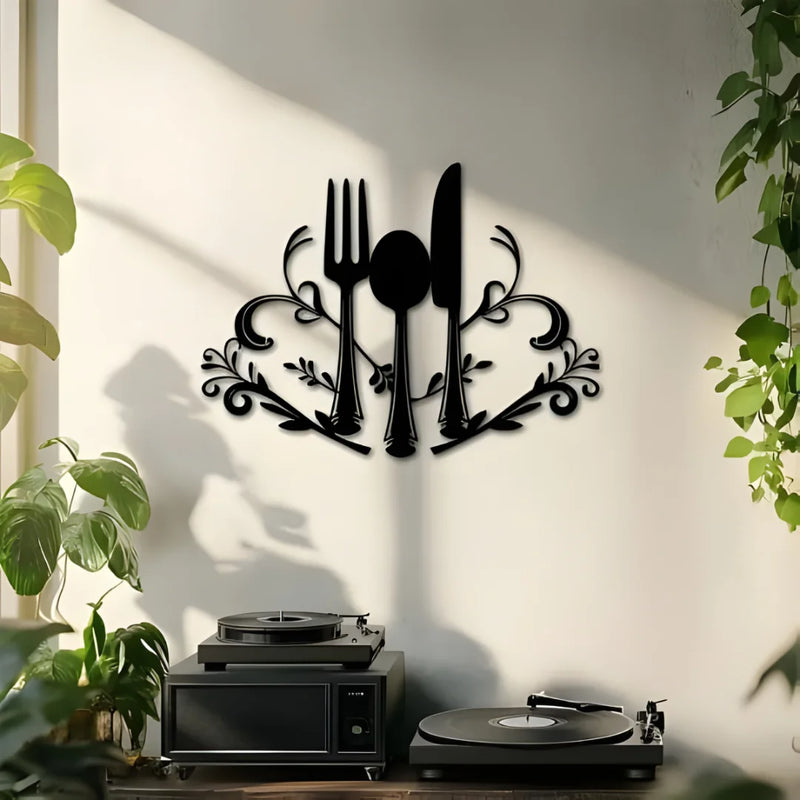 Fork & Spoon Acrylic Wall Art Black 1