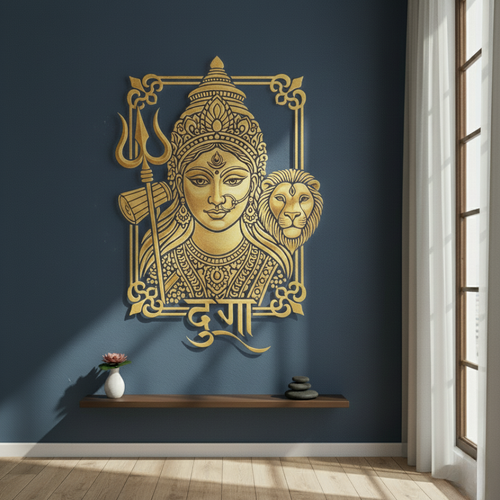 Goddess Durga Portrait Calligraphy Acrylic Wall Art - Divine Shakti