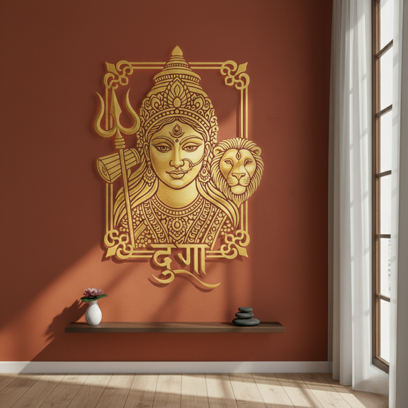 ArcDew Goddess Durga Portrait Calligraphy Acrylic Wall Art - Divine Shakti