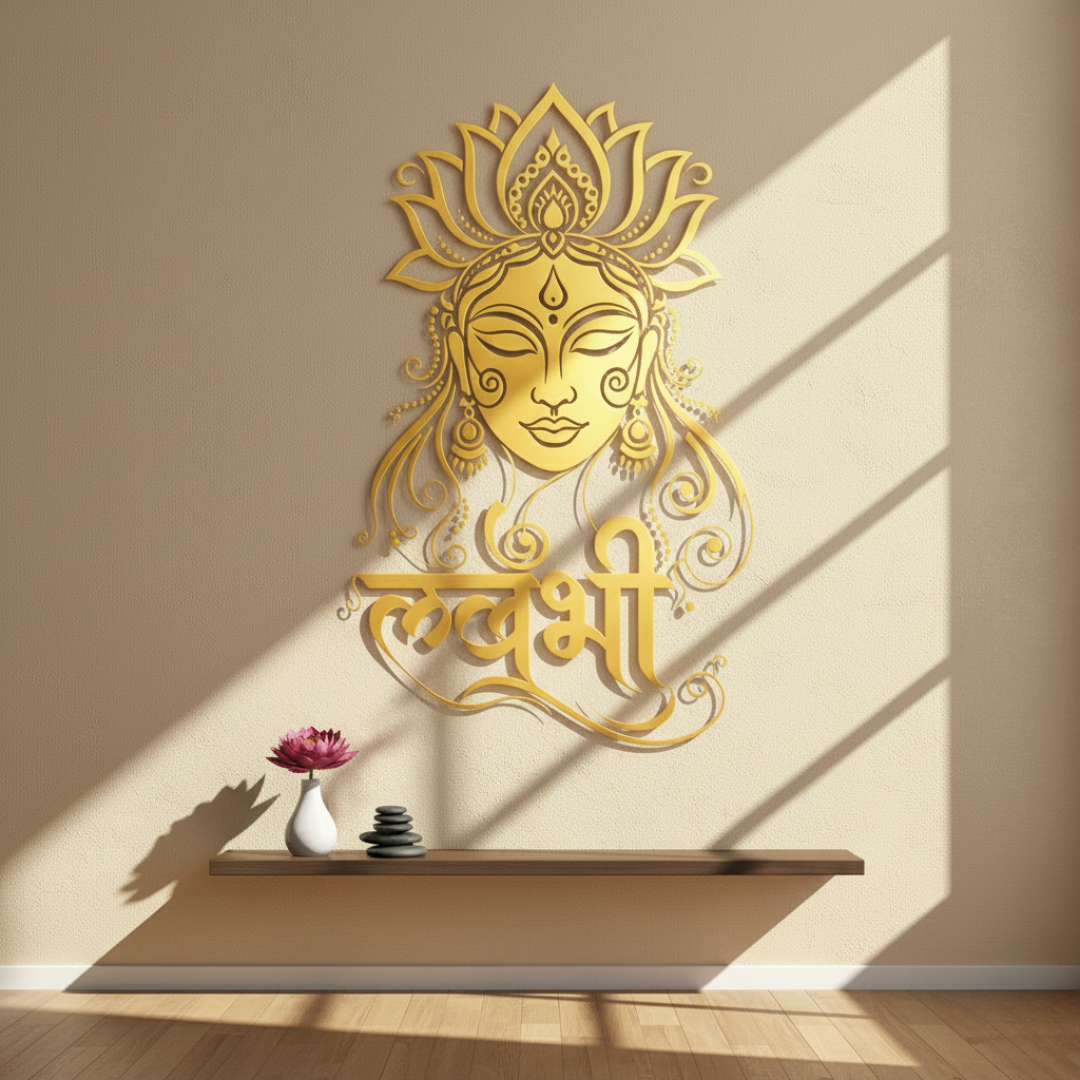 ArcDew Goddess Lakshmi Portrait Calligraphy Acrylic Art - Prosperity & Grace..