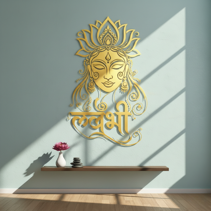 Arcdew - Goddess Lakshmi Portrait Calligraphy Acrylic Art - Prosperity & Grace | Acrylic - Translation missing: en.products.product.alternate_image