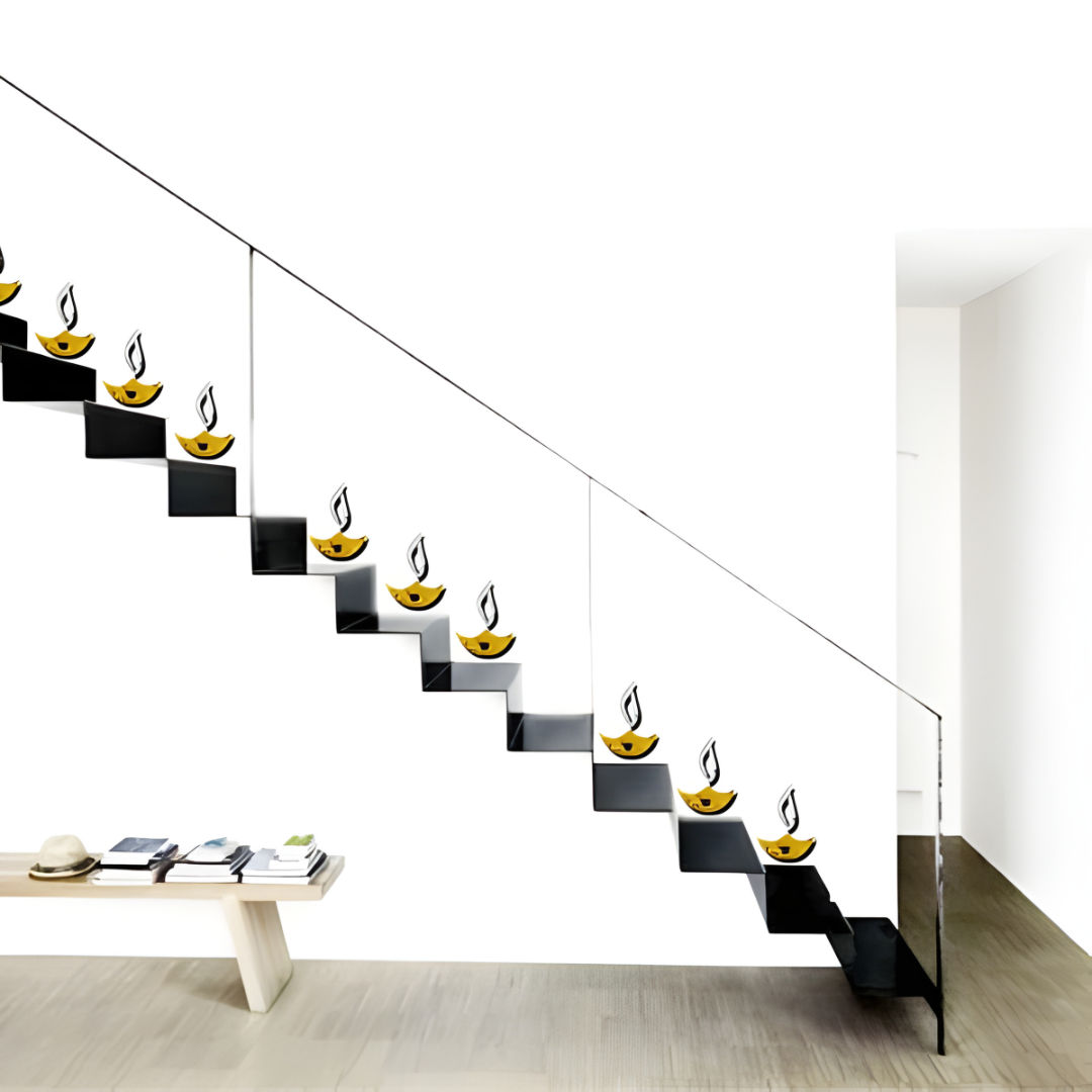 ArcDew Golden Diya & 150 Dots Acrylic Mirror Wall Stickers.