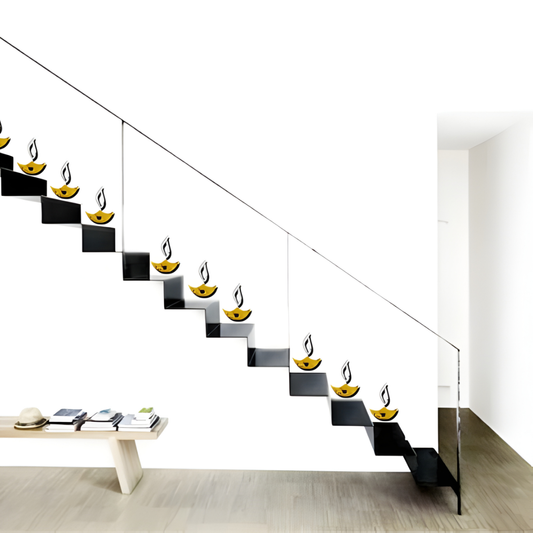 ArcDew Golden Diya & 150 Dots Acrylic Mirror Wall Stickers.