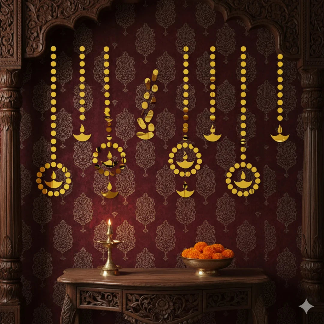 Hanging Garland Acrylic Wall Decor Gold