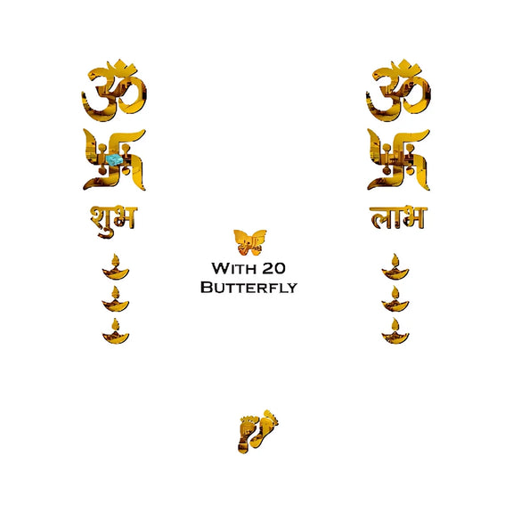 Golden Om Swastik Acrylic Wall Sticker