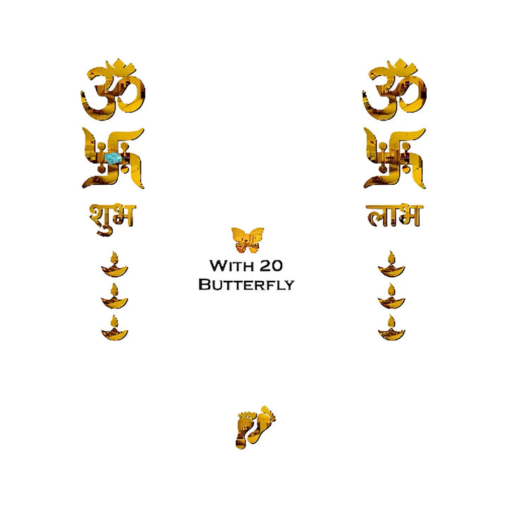 Arcdew - Golden Om Swastik Acrylic Wall Sticker - Alternate view